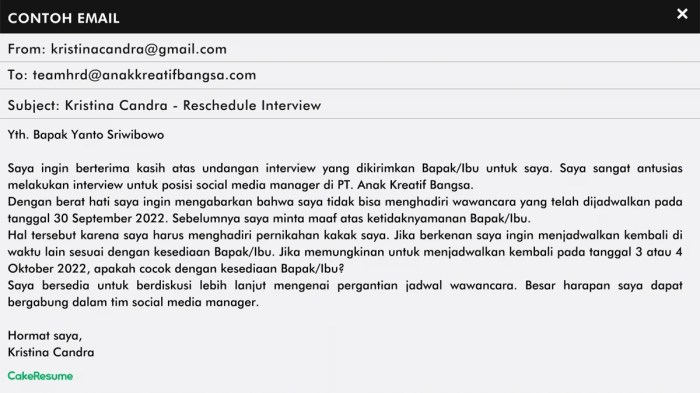 Cara meminta ganti jadwal interview