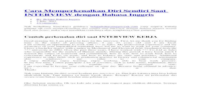 Contoh pertanyaan saat interview