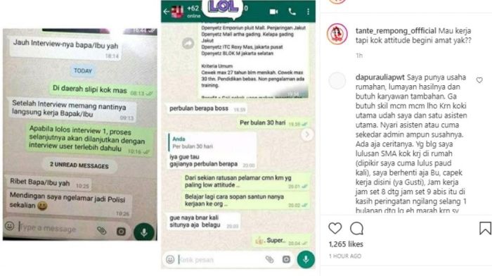 Contoh chat panggilan interview