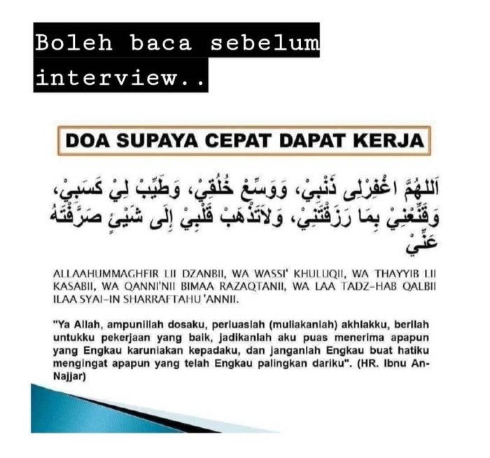 Doa dipermudahkan interview