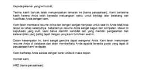 Contoh surat pemberitahuan tidak lolos interview